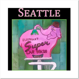 Pink Elephant Neon Sign in Seattle - Welshdesigns Posters and Art